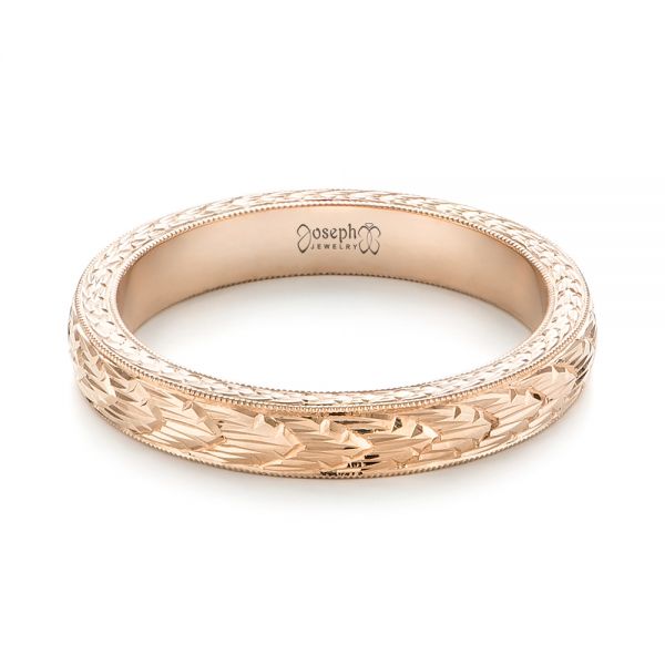 14k Rose Gold Hand-engraved Women's Wedding Band - Flat View - 103513