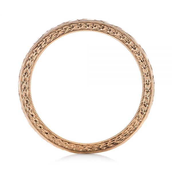 14k Rose Gold Hand-engraved Women's Wedding Band - Front View - 103513