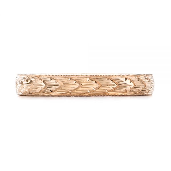 14k Rose Gold Hand-engraved Women's Wedding Band - Top View - 103513