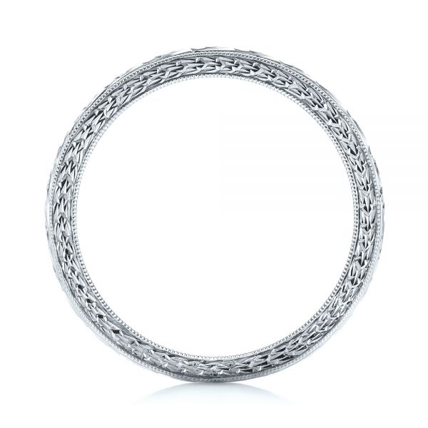18k White Gold 18k White Gold Hand-engraved Women's Wedding Band - Front View -  103513