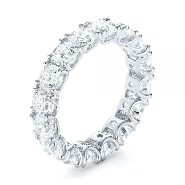 18k White Gold 18k White Gold Ideal Square Eternity Wedding Band - Three-Quarter View -  103370