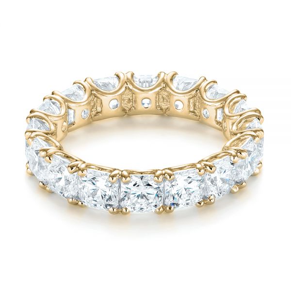 18k Yellow Gold 18k Yellow Gold Ideal Square Eternity Wedding Band - Flat View - 103370