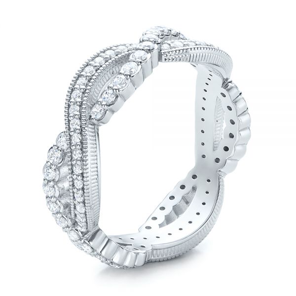 14k White Gold Infinity Diamond Stackable Eternity Band - Three-Quarter View -  101931