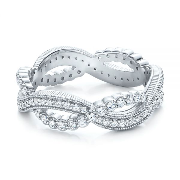 14k White Gold Infinity Diamond Stackable Eternity Band - Flat View -  101931