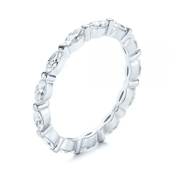 18k White Gold 18k White Gold Marquise Diamond Eternity Wedding Band - Three-Quarter View -  105187