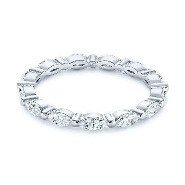 14k White Gold Marquise Diamond Eternity Wedding Band - Flat View -  105187