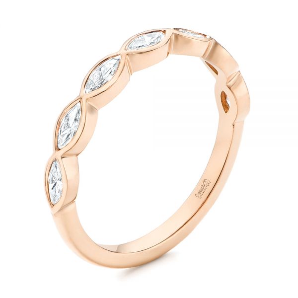 18k Rose Gold 18k Rose Gold Marquise Diamond Wedding Band - Three-Quarter View -  106660