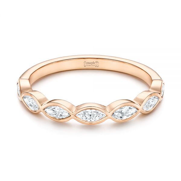 18k Rose Gold 18k Rose Gold Marquise Diamond Wedding Band - Flat View - 106660