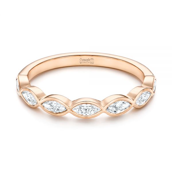 18k Rose Gold 18k Rose Gold Marquise Diamond Wedding Band - Flat View -  106660