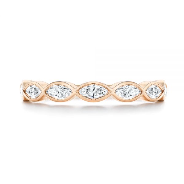 18k Rose Gold 18k Rose Gold Marquise Diamond Wedding Band - Top View - 106660