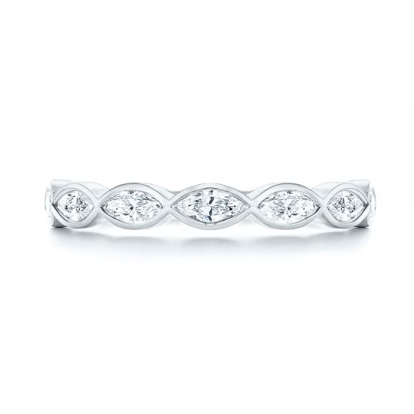 18k White Gold 18k White Gold Marquise Diamond Wedding Band - Top View -  106660