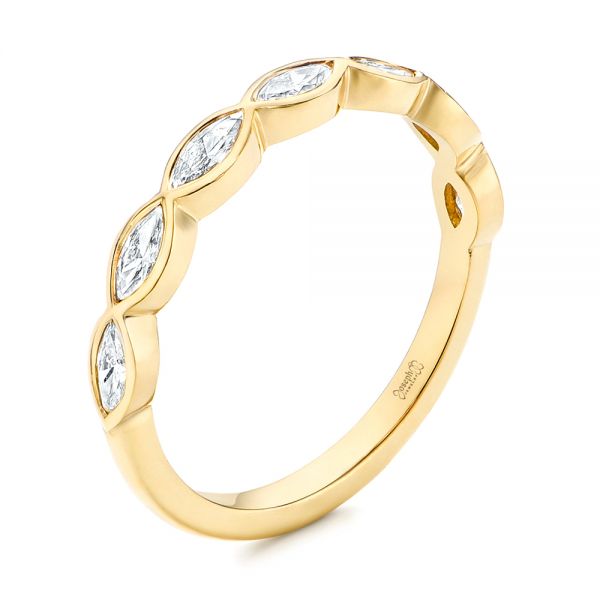 18k Yellow Gold Marquise Diamond Wedding Band - Three-Quarter View -  106660