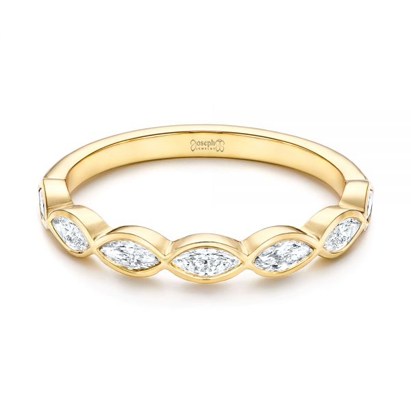 18k Yellow Gold Marquise Diamond Wedding Band - Flat View -  106660