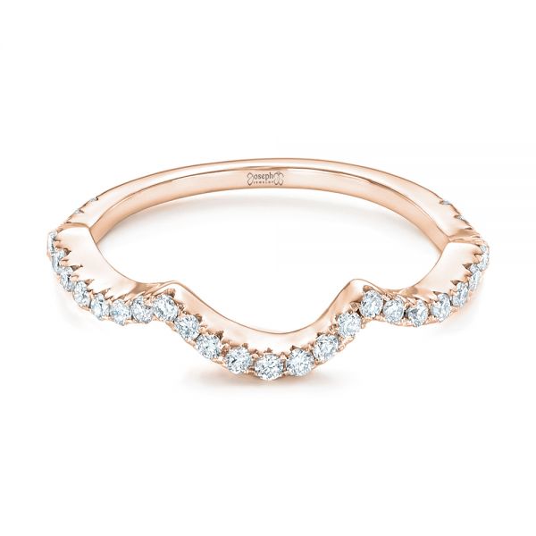 18k Rose Gold 18k Rose Gold Matching Diamond Wedding Band - Flat View - 102476