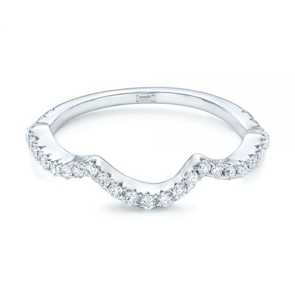 14k White Gold Matching Diamond Wedding Band - Flat View -  102476