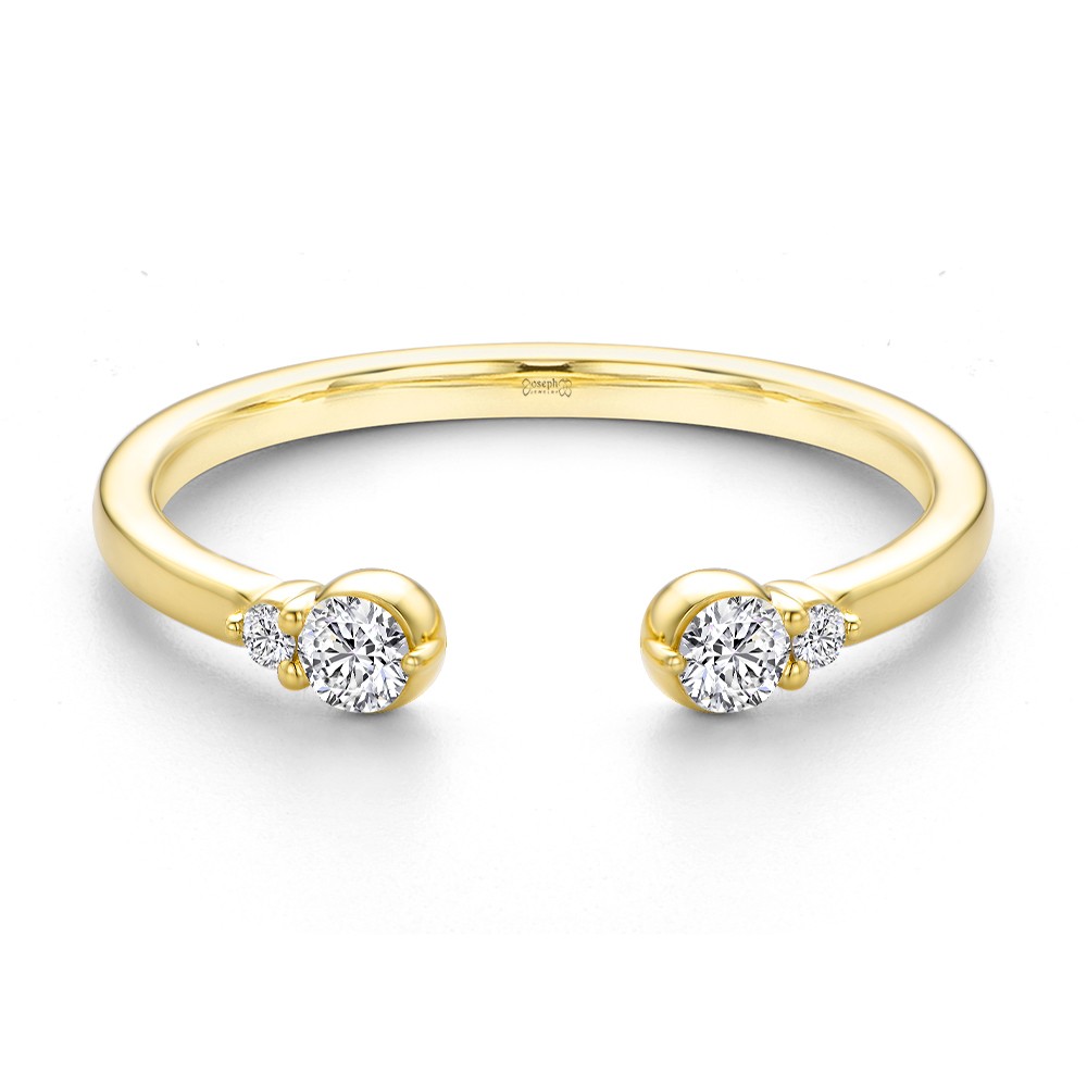 14k Yellow Gold Open Cluster Diamond Wedding Band - Flat View -  108038