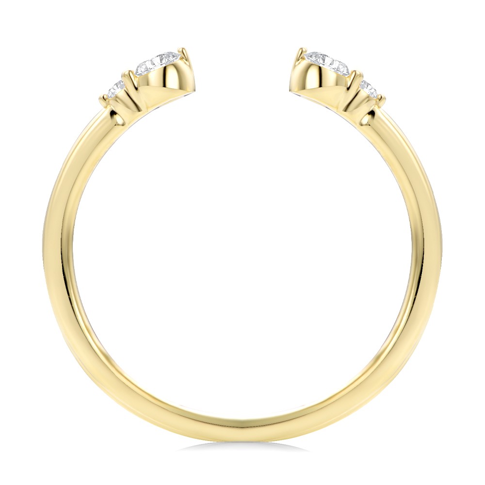 14k Yellow Gold Open Cluster Diamond Wedding Band - Front View -  108038