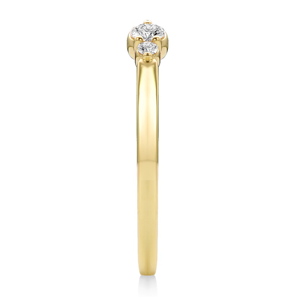 14k Yellow Gold Open Cluster Diamond Wedding Band - Side View -  108038