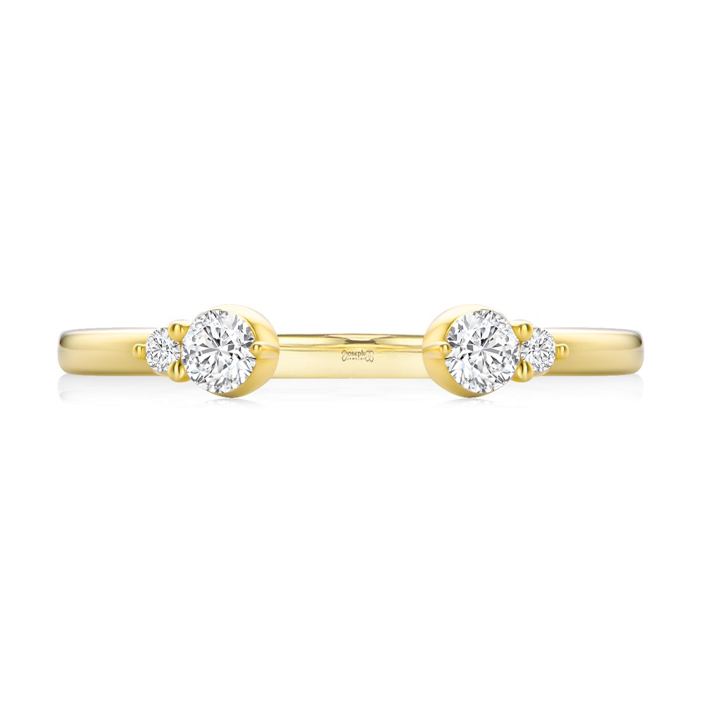 14k Yellow Gold Open Cluster Diamond Wedding Band - Top View -  108038