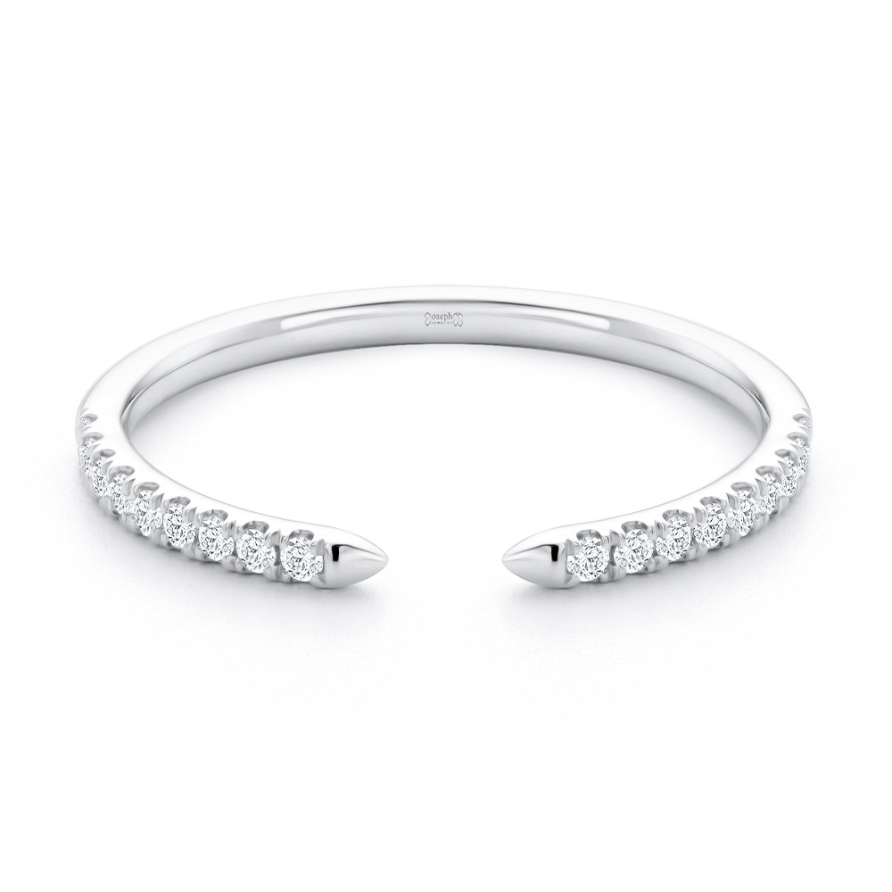 18k White Gold 18k White Gold Open Diamond Wedding Band - Flat View -  108039