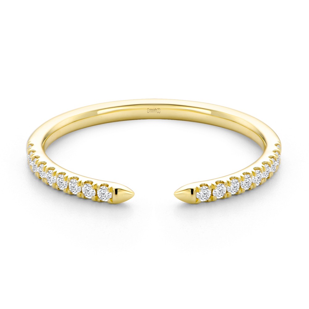 14k Yellow Gold Open Diamond Wedding Band - Flat View -  108039