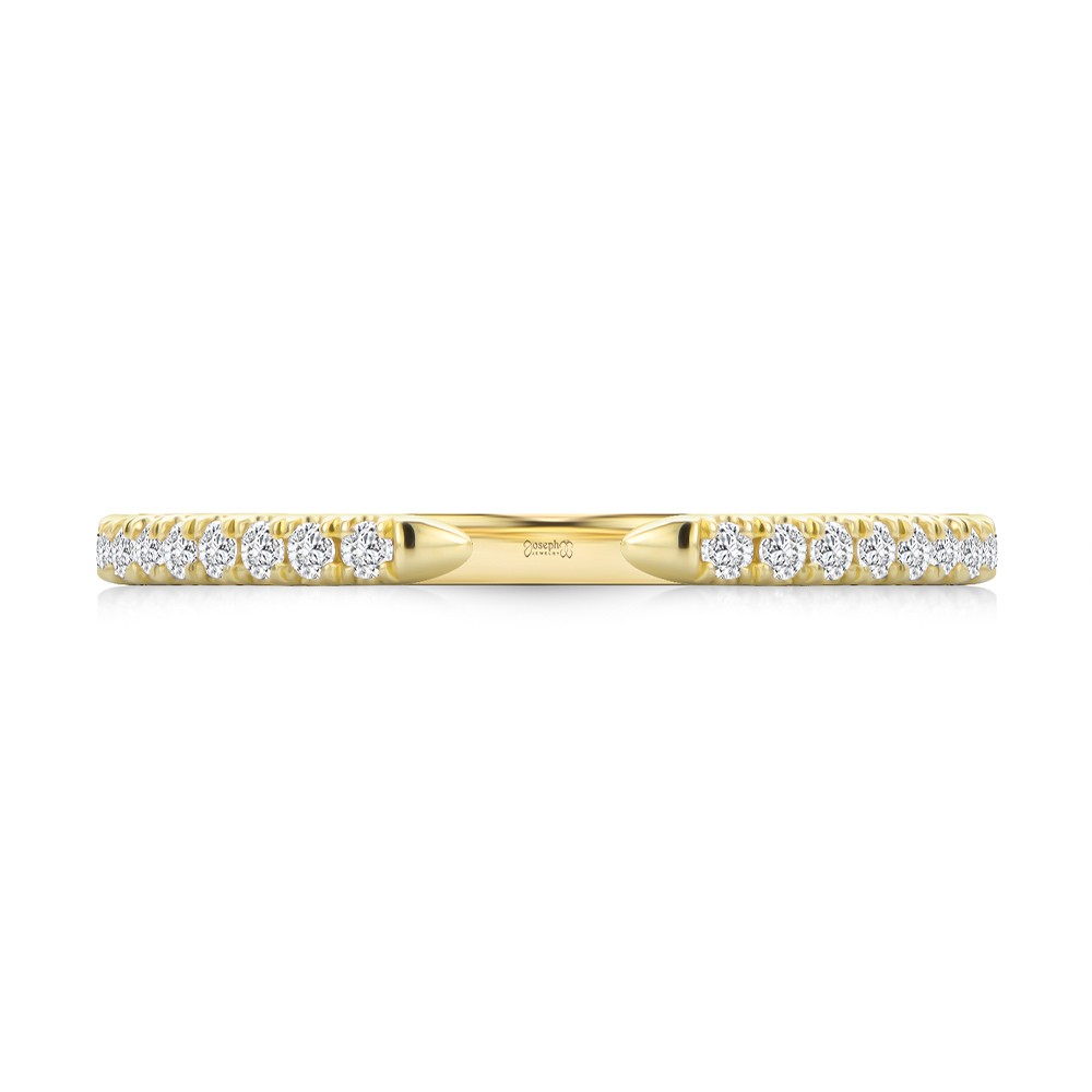 14k Yellow Gold Open Diamond Wedding Band - Top View -  108039