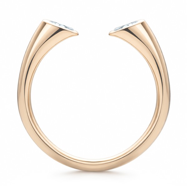 14k Rose Gold 14k Rose Gold Open Pear Shape Diamond Band - Front View -  108035 - Thumbnail
