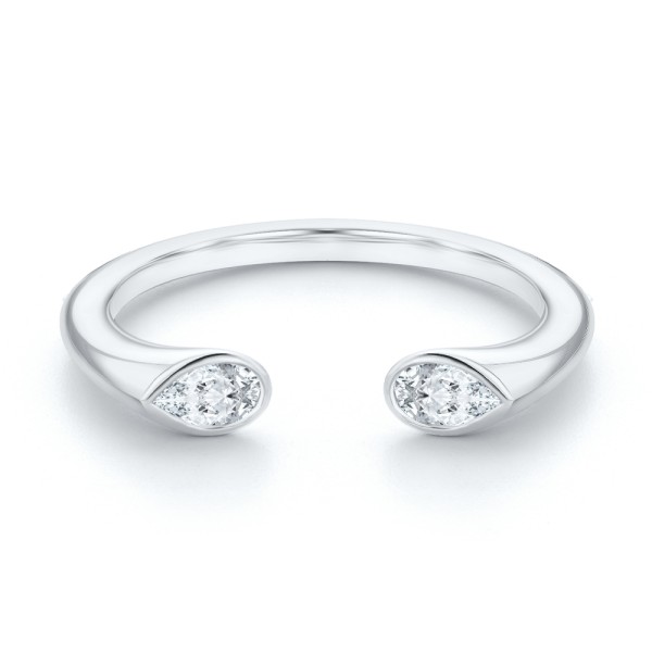 14k White Gold 14k White Gold Open Pear Shape Diamond Band - Flat View -  108035 - Thumbnail