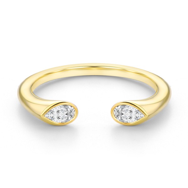 14k Yellow Gold Open Pear Shape Diamond Band - Flat View -  108035 - Thumbnail