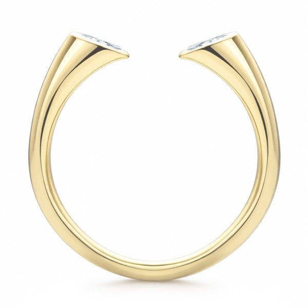 14k Yellow Gold Open Pear Shape Diamond Band - Front View -  108035 - Thumbnail