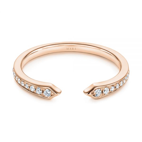 18k Rose Gold 18k Rose Gold Open Stackable Women's Diamond Wedding Band - Flat View -  105315