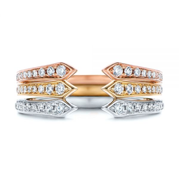 14k Rose Gold 14k Rose Gold Open Stackable Women's Diamond Wedding Band - Top View -  105315