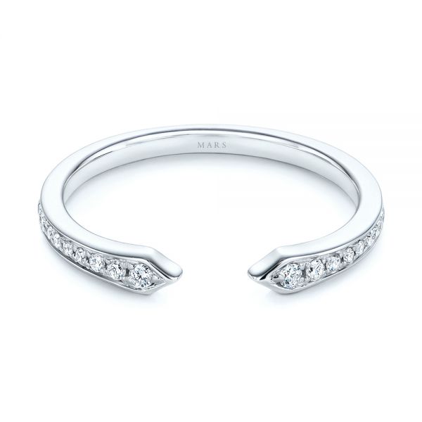 14k White Gold Open Stackable Women's Diamond Wedding Band - Flat View -  105315