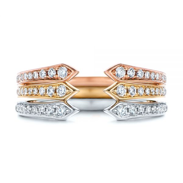 14k White Gold Open Stackable Women's Diamond Wedding Band - Top View -  105315