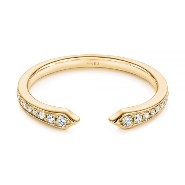 14k Yellow Gold 14k Yellow Gold Open Stackable Women's Diamond Wedding Band - Flat View -  105315