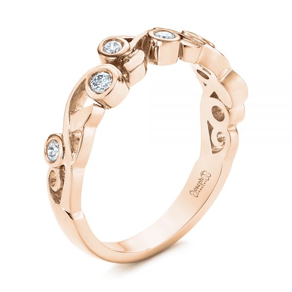 14k Rose Gold 14k Rose Gold Organic Bezel Diamond Wedding Band - Three-Quarter View -  105295