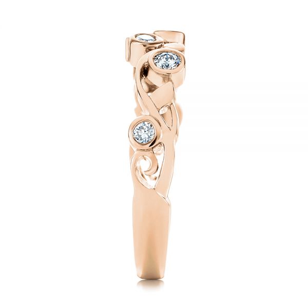 18k Rose Gold 18k Rose Gold Organic Bezel Diamond Wedding Band - Side View -  105295