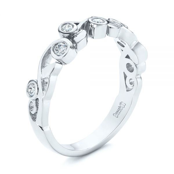 14k White Gold 14k White Gold Organic Bezel Diamond Wedding Band - Three-Quarter View -  105295