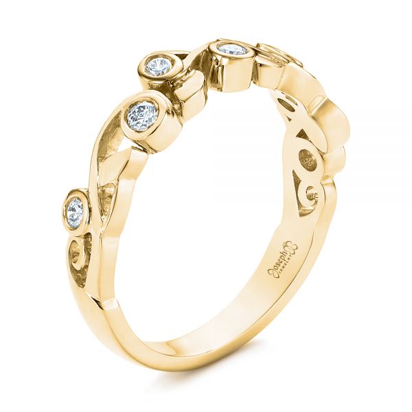 14k Yellow Gold 14k Yellow Gold Organic Bezel Diamond Wedding Band - Three-Quarter View -  105295