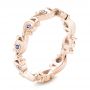 14k Rose Gold 14k Rose Gold Organic Blue Sapphire Wedding Band - Three-Quarter View -  102481 - Thumbnail