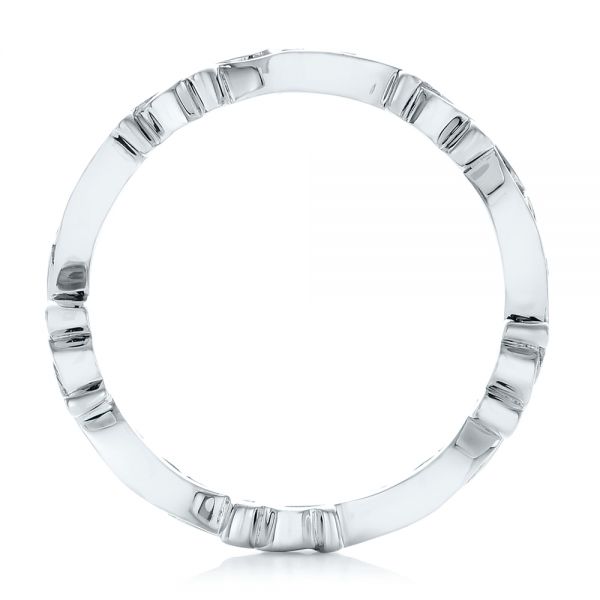14k White Gold Organic Blue Sapphire Wedding Band - Front View - 102481