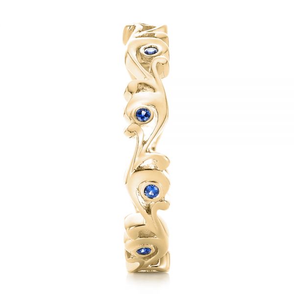 18k Yellow Gold 18k Yellow Gold Organic Blue Sapphire Wedding Band - Side View - 102481