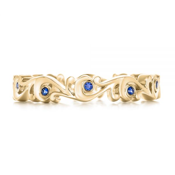 14k Yellow Gold 14k Yellow Gold Organic Blue Sapphire Wedding Band - Top View -  102481