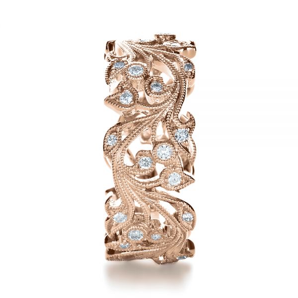 18k Rose Gold 18k Rose Gold Organic Diamond Eternity Band - Side View -  1227