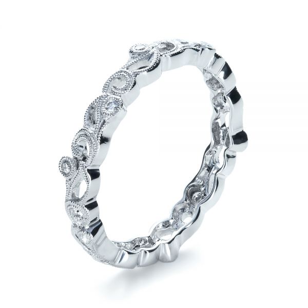 18k White Gold Organic Diamond Eternity Band - Three-Quarter View -  1248