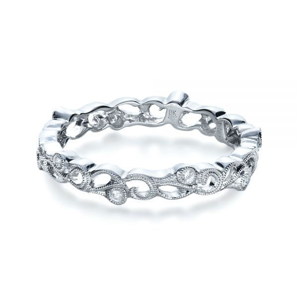 18k White Gold Organic Diamond Eternity Band - Flat View -  1248