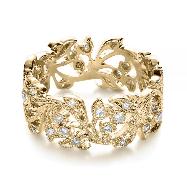 14k Yellow Gold 14k Yellow Gold Organic Diamond Eternity Band - Flat View -  1227
