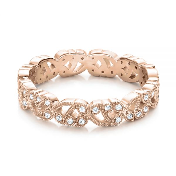 18k Rose Gold 18k Rose Gold Organic Diamond Stackable Eternity Band - Flat View - 101929