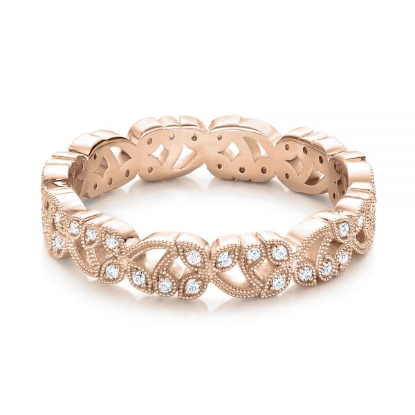 14k Rose Gold 14k Rose Gold Organic Diamond Stackable Eternity Band - Flat View -  101929