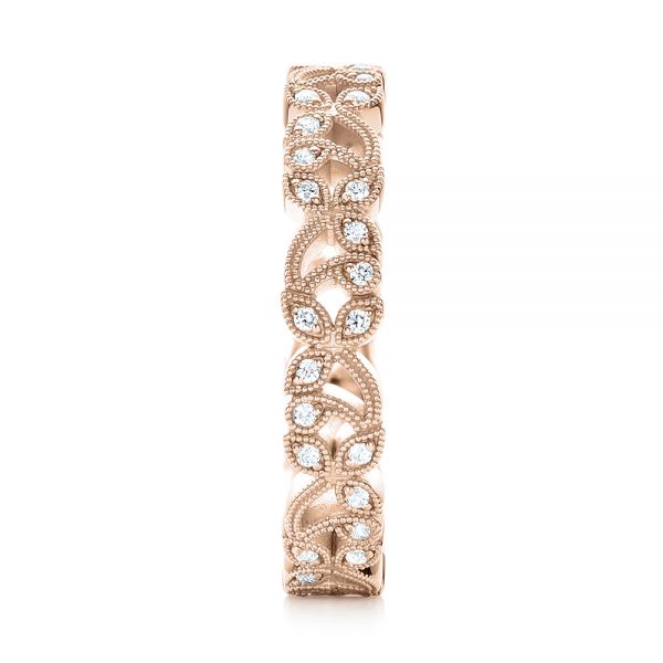 18k Rose Gold 18k Rose Gold Organic Diamond Stackable Eternity Band - Side View -  101929